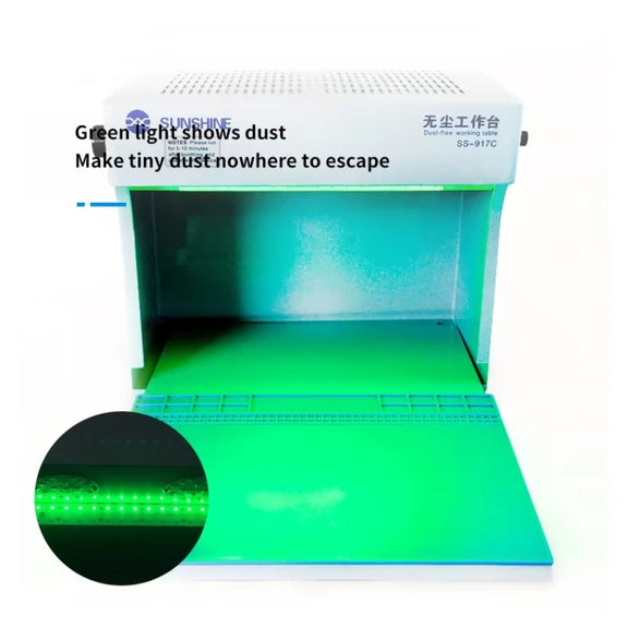 SUNSHINE SS-917C Mobile Phone Screen Repair Dust-free Workbench Green White Light Dual Lamps Dust Display Lamp Operator Bench US Plug