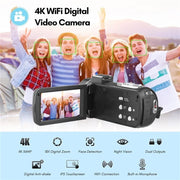 4K  Digital Video Camera 3 Inch IPS Touch Screen 56MP 18X Digital Zoom WiFi Camcorder, Spec: Standard