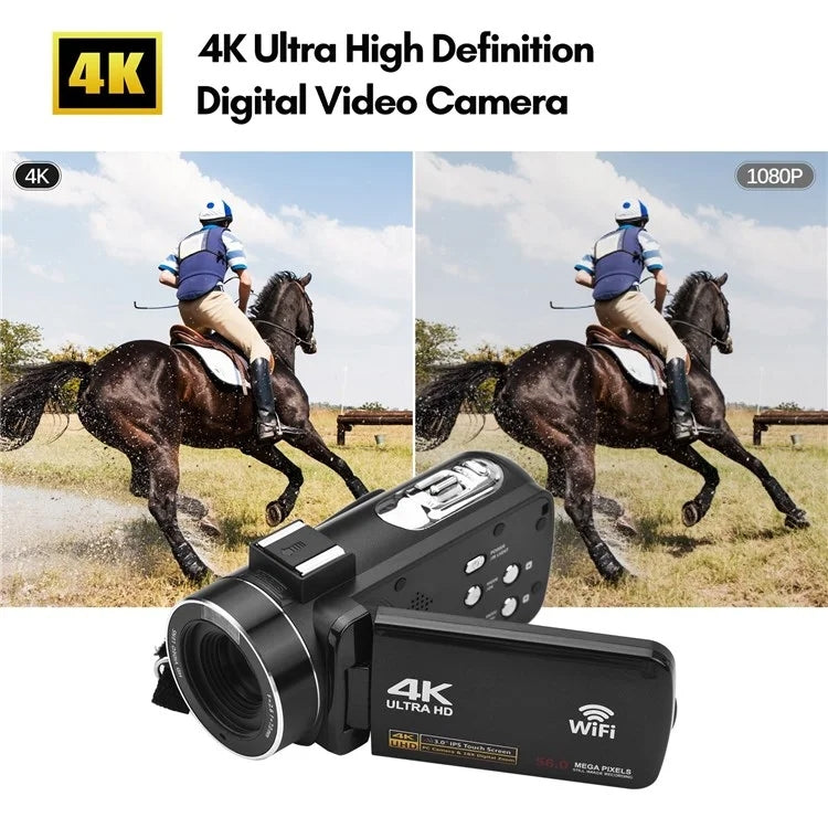 4K  Digital Video Camera 3 Inch IPS Touch Screen 56MP 18X Digital Zoom WiFi Camcorder, Spec: Set 3