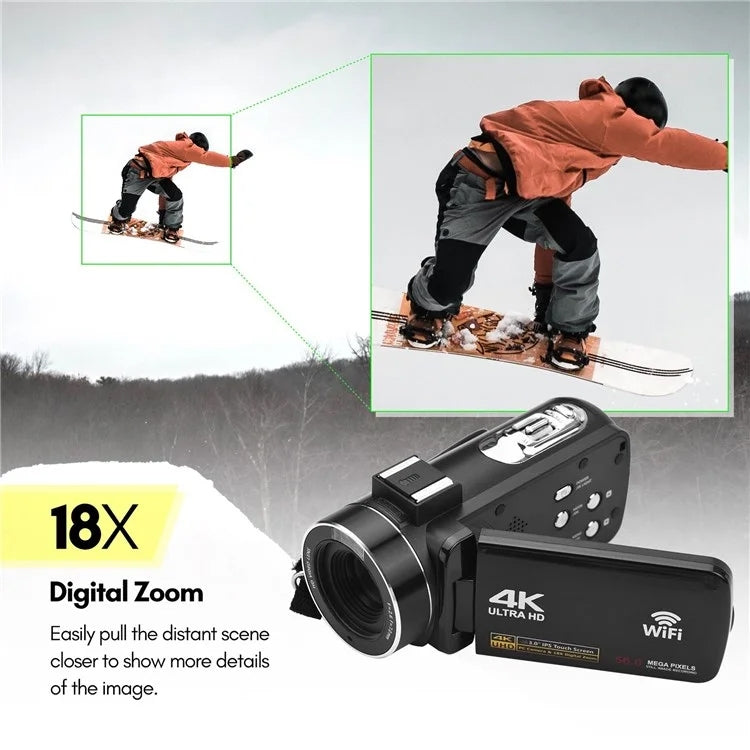 4K  Digital Video Camera 3 Inch IPS Touch Screen 56MP 18X Digital Zoom WiFi Camcorder, Spec: Set 3