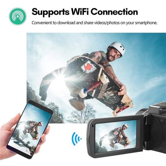 4K  Digital Video Camera 3 Inch IPS Touch Screen 56MP 18X Digital Zoom WiFi Camcorder, Spec: Set 2