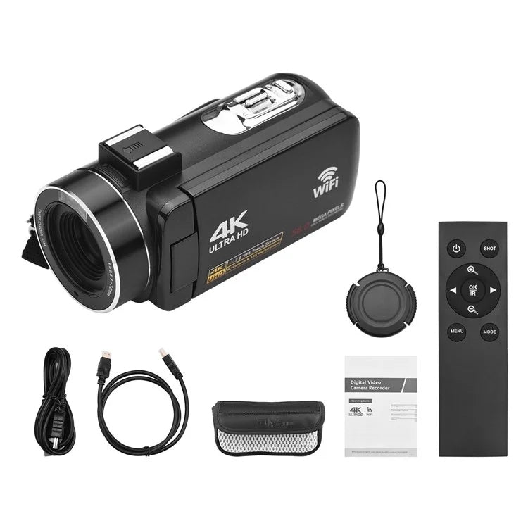 4K  Digital Video Camera 3 Inch IPS Touch Screen 56MP 18X Digital Zoom WiFi Camcorder, Spec: Set 2