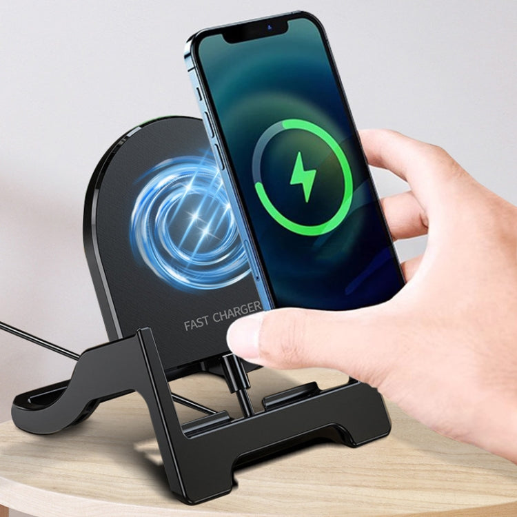 15W Desktop Vertical Cell Phone Wireless Charging Stand(Black)