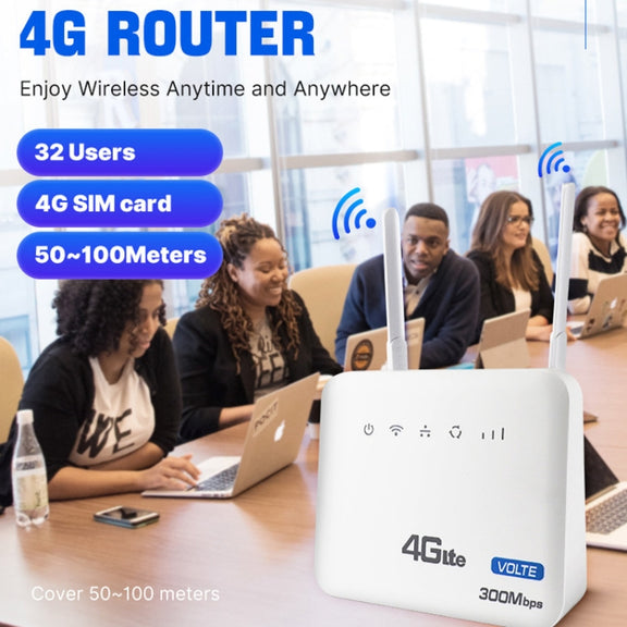 European Version 4G WiFi6 VOLTE CPE Wireless SIM Card Router With RJ45+RJ11, EU Plug