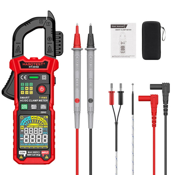 HABOTEST HT205D Clamp Intelligent Anti-Burning Multi-Function High Precision Digital Multimeter(Black Red)
