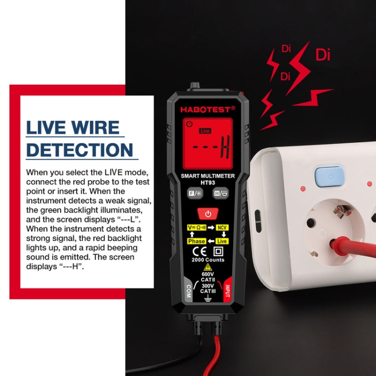 HABOTEST HT93 Phase Sequence Detection Intelligent Anti-Burn-In Fully Automatic Multimeter(Black)