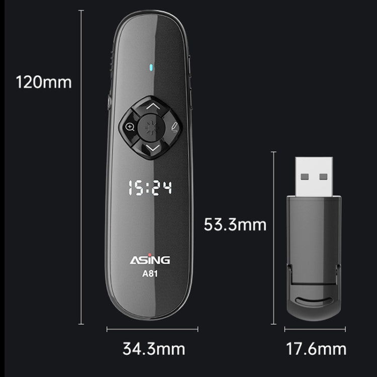 ASiNG A81 PPT Page Turning Clicker With Timing Function & 32G 3-in-1 USB Receiver, Color: Green Light