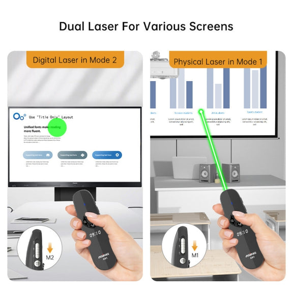 ASiNG A81 PPT Page Turning Clicker With Timing Function & 32G 3-in-1 USB Receiver, Color: Green Light