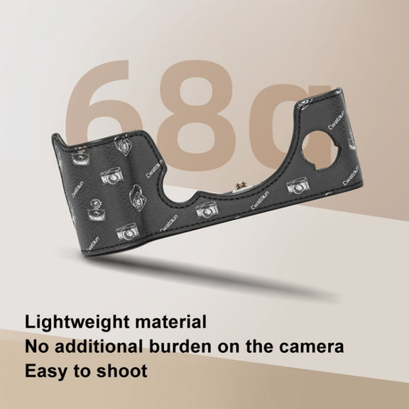 For FUJIFILM X-T5 Cwatcun D161 Vintage Camera Stand Camera Protective Leather Case(Black)