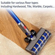 For Dyson V6 / V7 / V8 / V10 / V11 / V15 Soft Velvet Floor Brush & Direct Drive Roller Set with LED Light
