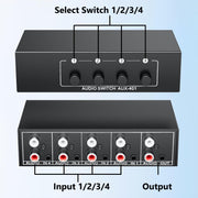 4 In 1 Out  3.5mm + RCA Audio Switcher 4 Channels Audio Converter(Black)
