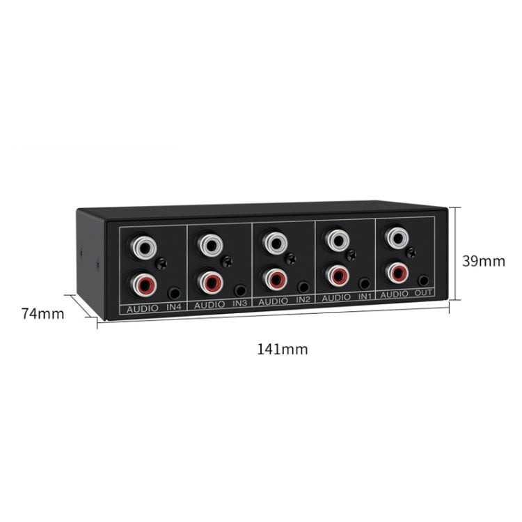 4 In 1 Out  3.5mm + RCA Audio Switcher 4 Channels Audio Converter(Black)