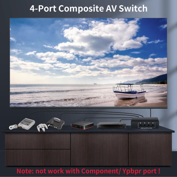 VSW41 AV 4-input 1-output RCA Lotus Interface Audio and Video Switcher