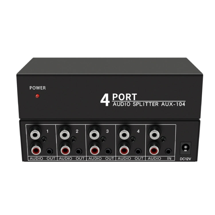 1 In 4 Out 3.5mm + RL Audio Distributor Stereo Audio Splitter For PC Laptop DVD, EU Plug