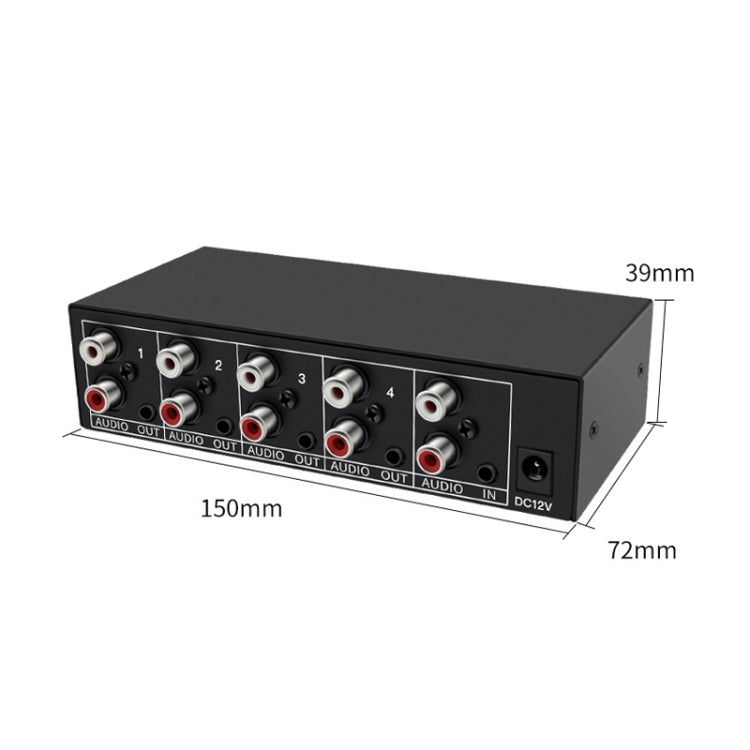 1 In 4 Out 3.5mm + RL Audio Distributor Stereo Audio Splitter For PC Laptop DVD, EU Plug