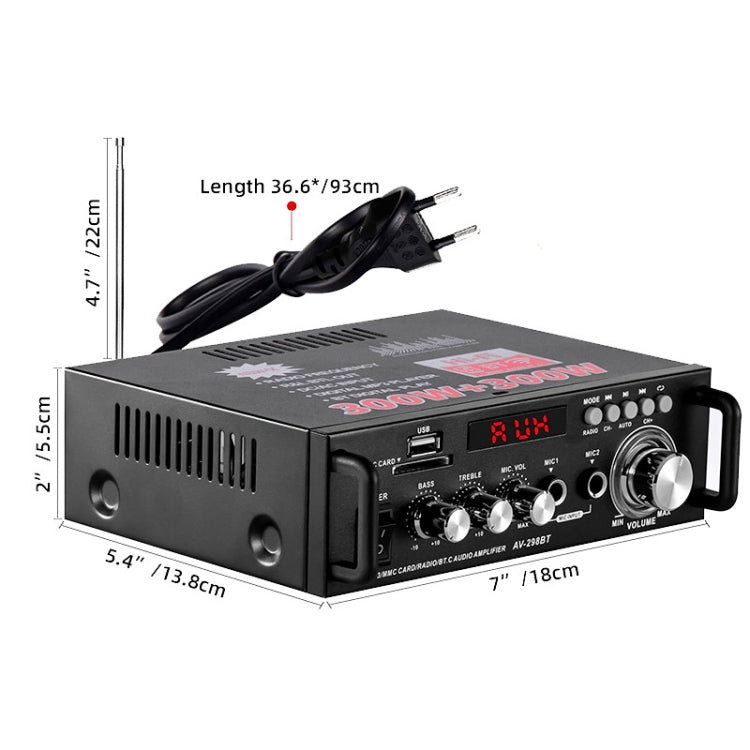 AV-298BT 300W+300W Hi-Fi Stereo Amplifier Bluetooth Home Audio Karaoke Digital Amplifier AU Plug