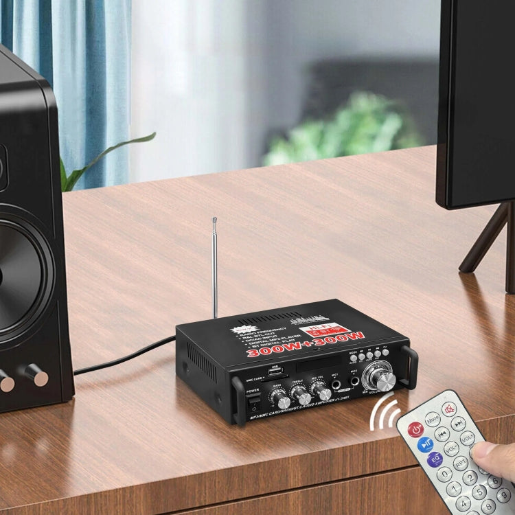 AV-298BT 300W+300W Hi-Fi Stereo Amplifier Bluetooth Home Audio Karaoke Digital Amplifier US Plug