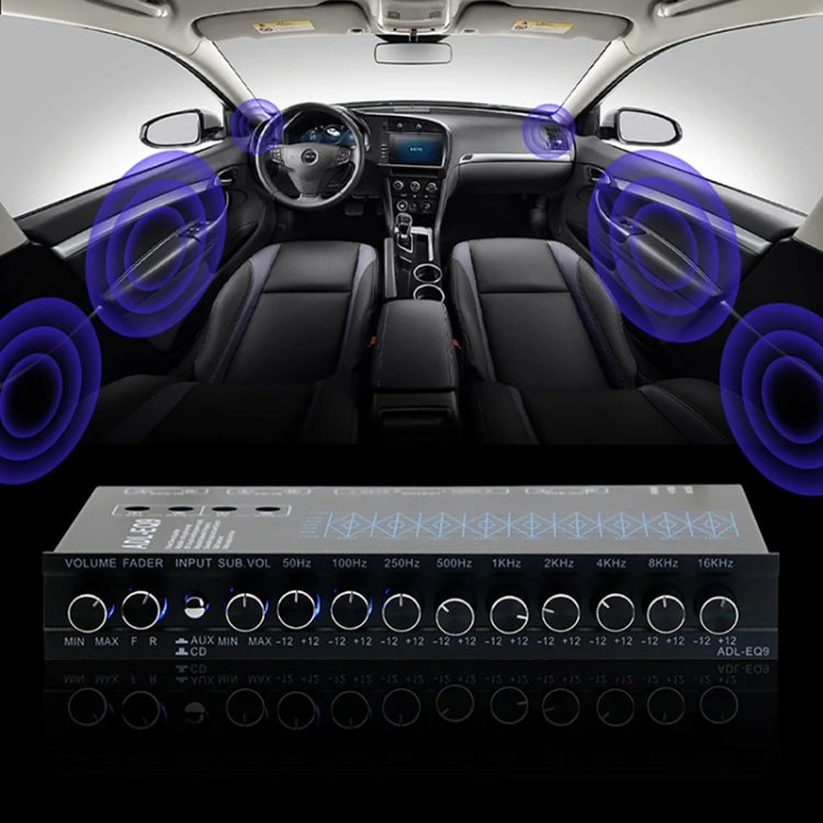 ADL-EQ9  Car Audio 9-Band Equalizer EQ Tuning Crossover Amplifier(Black)