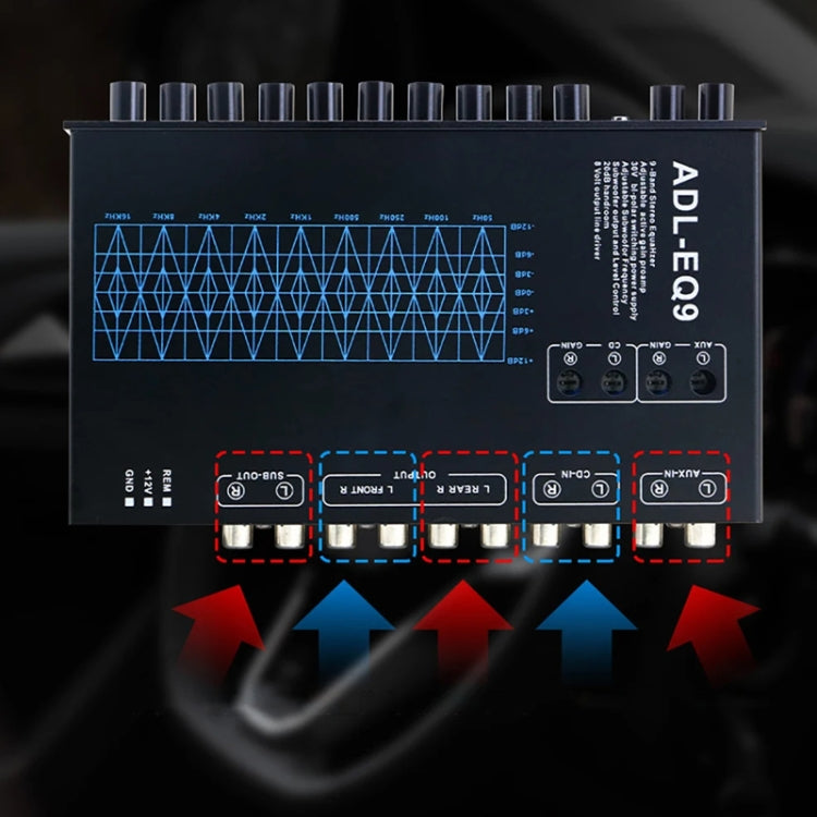 ADL-EQ9  Car Audio 9-Band Equalizer EQ Tuning Crossover Amplifier(Black)