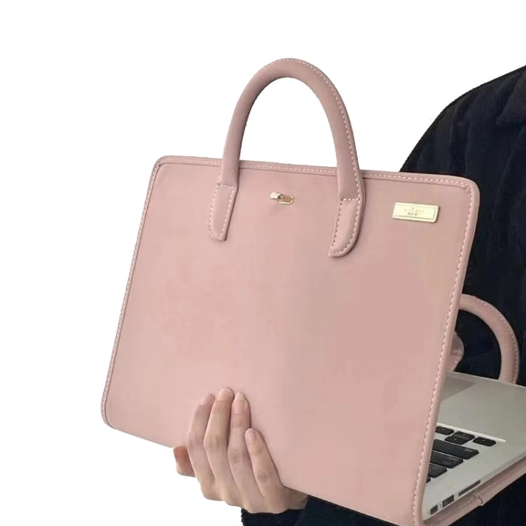 15.6 / 16 Inch Pink Girl Style PU Laptop Bag Protective Case with Handle