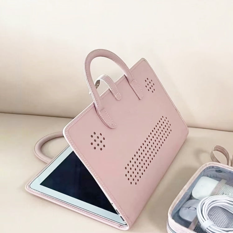 15.6 / 16 Inch Pink Girl Style PU Laptop Bag Protective Case with Handle