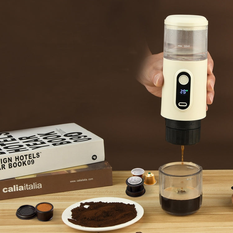 Wireless Portable Coffee Machine Compatible With Ground Coffee & NS Capsule(Beige)
