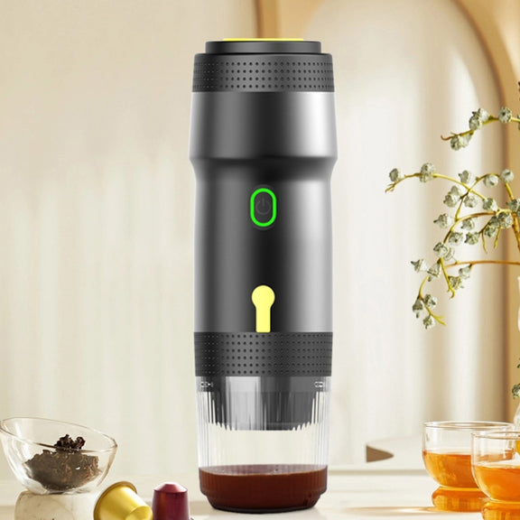 12V 3 In 1 Car Self-heating Coffee Machine Compatible With Large / Small Capsules and Ground Coffee, EU Plug(White)
