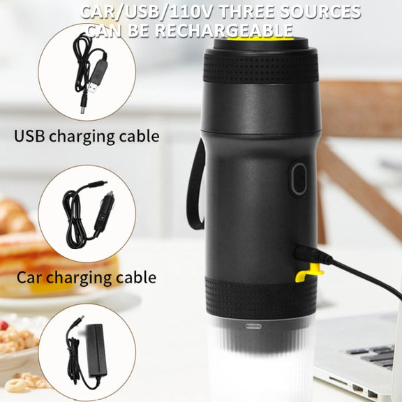 12V 3 In 1 Car Self-heating Coffee Machine Compatible With Large / Small Capsules and Ground Coffee, EU Plug(White)