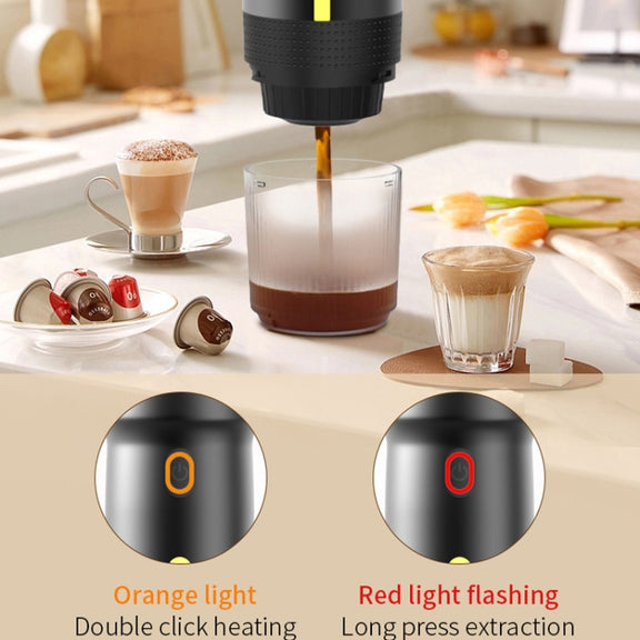 12V 3 In 1 Car Self-heating Coffee Machine Compatible With Large / Small Capsules and Ground Coffee, EU Plug(Black)