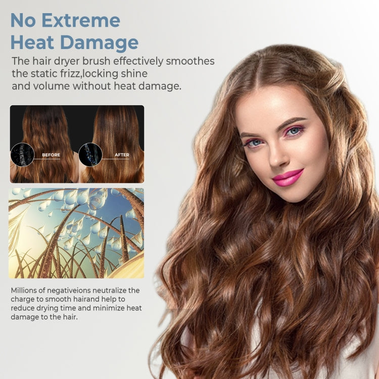 5 in 1 Hot Air Comb Automatic Curling Negative Ion Hair Dryer, Color: Gray EU Plug