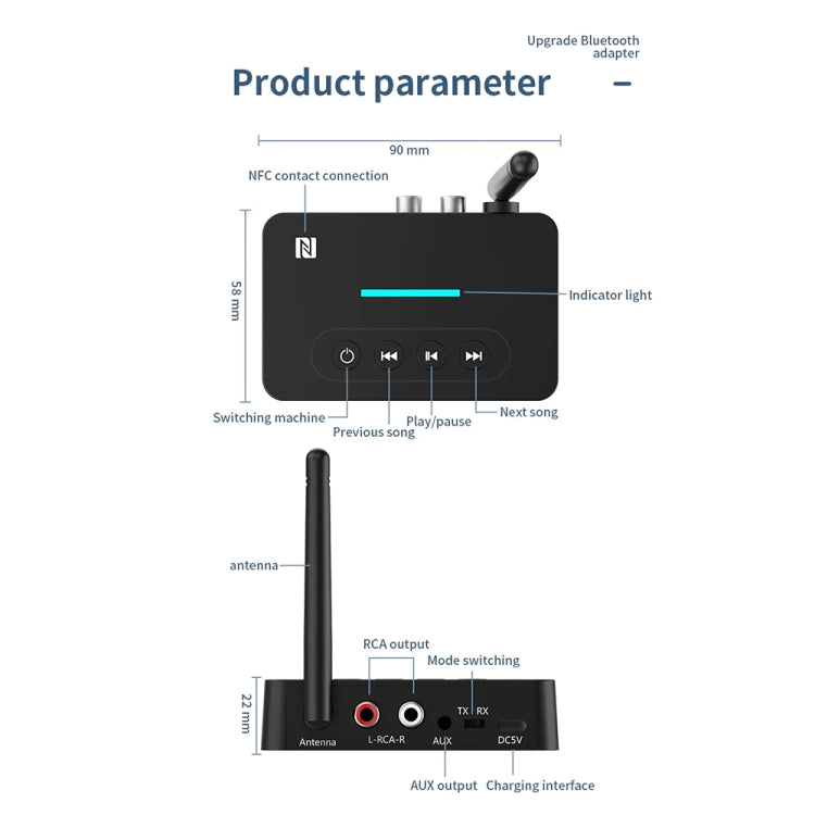 D9 2-in-1 Old-fashioned Audio Car Bluetooth Receiver Transmitter NFC Music Bluetooth Adapter