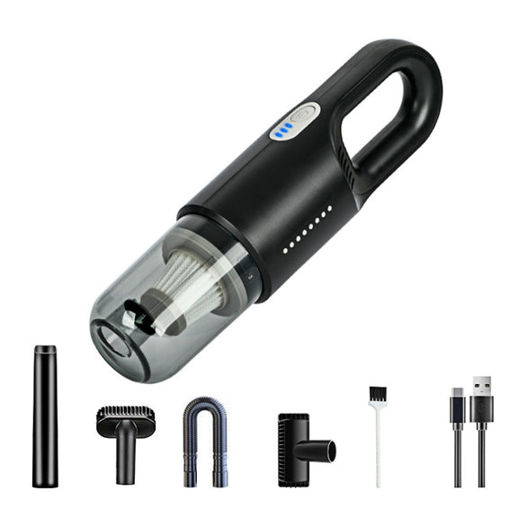 Wireless Car-mounted High-power Suction Handheld Vacuum Cleaner, Color: Black 7.4V