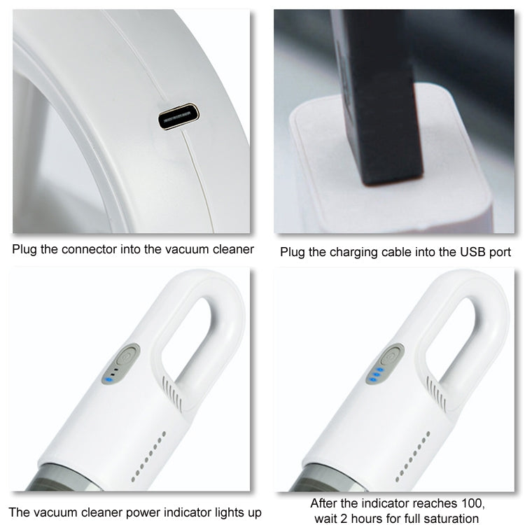 Wireless Car-mounted High-power Suction Handheld Vacuum Cleaner, Color: White Two-speed Adjustment 11.1V