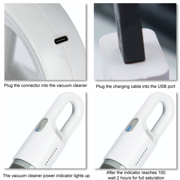 Wireless Car-mounted High-power Suction Handheld Vacuum Cleaner, Color: White 7.4V