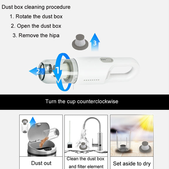 Wireless Car-mounted High-power Suction Handheld Vacuum Cleaner, Color: White 7.4V