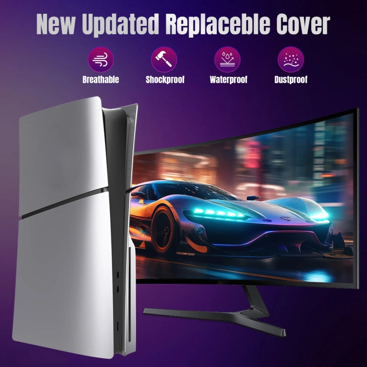 For PS5 Slim Replacement Faceplate Shell Detachable Protective Case, Model: Disc Edition Black