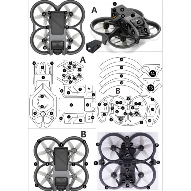 For DJI Avata Single Fuselage Sticker No Adhesive Personalised Stickers(A-05 Black Mesh)