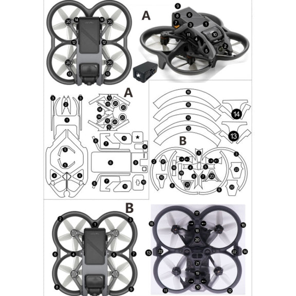 For DJI Avata Single Fuselage Sticker No Adhesive Personalised Stickers(A-05 Black Mesh)