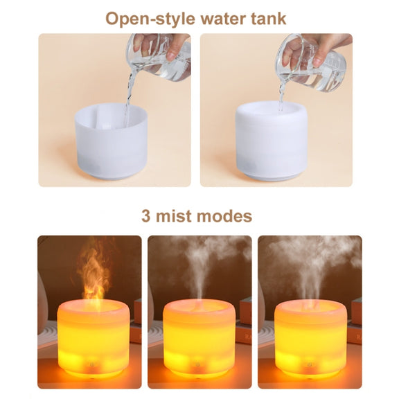 300ml Colorful Flame Aromatherapy Machine USB Power Household Silent Humidifier Aroma Diffuser(White)