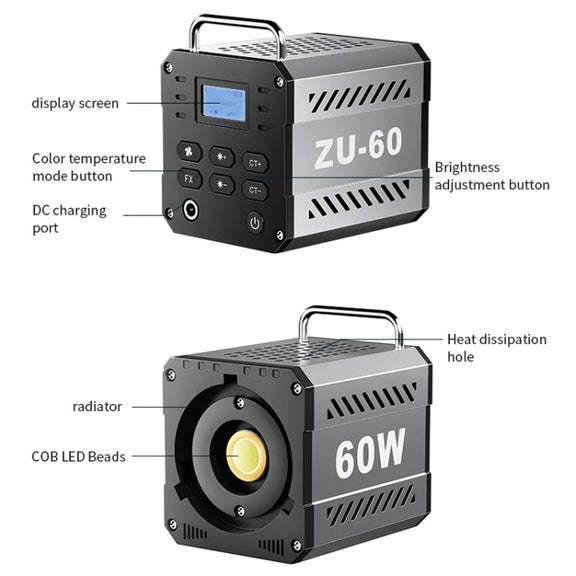Desiontal ZU-60 60W Hand-Held Camera Light High Power Fill Light, EU Plug, Spec: Standard