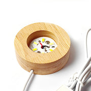 LED Light Solid Wood Luminous Base for Resin Art Acrylic Glass Lights Round 10x2cm(White Light)