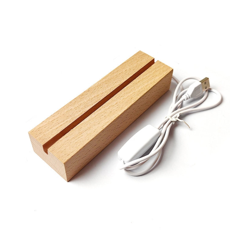 LED Light Solid Wood Luminous Base for Resin Art Acrylic Glass Lights Rectangular Slot 15cm(White Light)