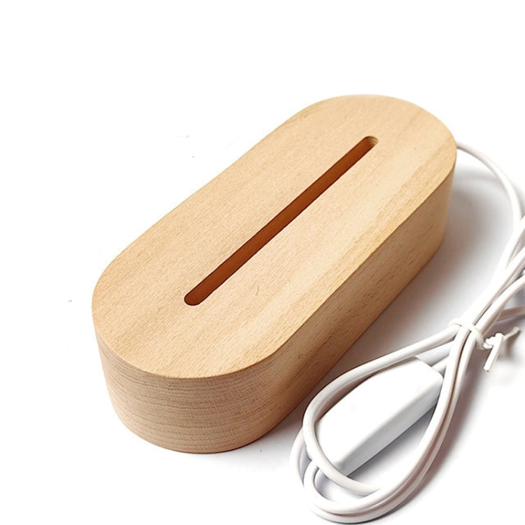 LED Light Solid Wood Luminous Base for Resin Art Acrylic Glass Lights Oval  15cm(White Light)