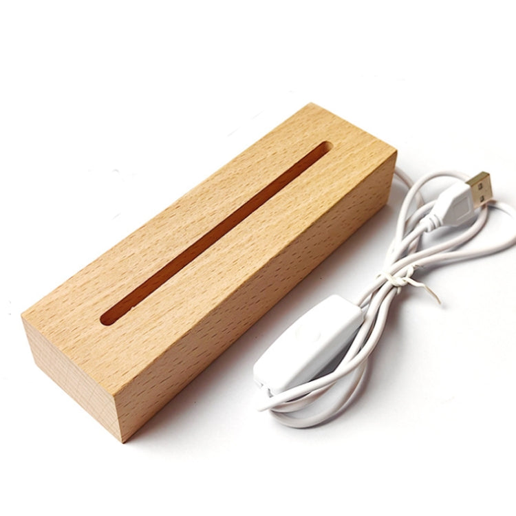 LED Light Solid Wood Luminous Base for Resin Art Acrylic Glass Lights Rectangular 18cm(Three-color Light)