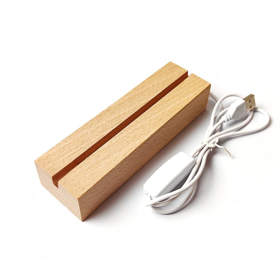 LED Light Solid Wood Luminous Base for Resin Art Acrylic Glass Lights Rectangular Slot 20cm(Warm Light)