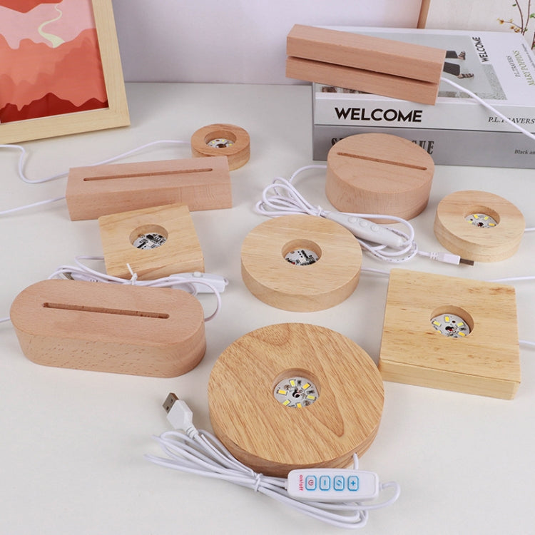 LED Light Solid Wood Luminous Base for Resin Art Acrylic Glass Lights Round 6x2cm(White Light)