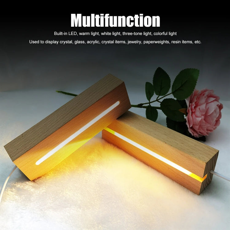 LED Light Solid Wood Luminous Base for Resin Art Acrylic Glass Lights Rectangular Slot 15cm(Three-color Light)