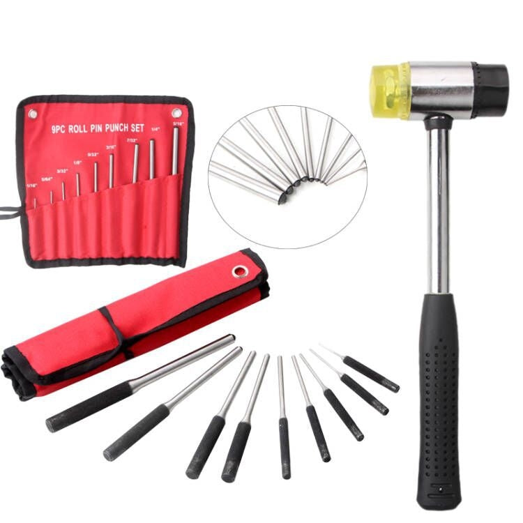9-in-1 Heavy Duty Roll Pin Punch Set Round Punch Removal Tools, Spec: Canvas Packaging