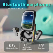 IB G9 Slider Bluetooth Earbuds With Smart Touch-Control Color Screen Supports APP And Multiple Languages(Black)