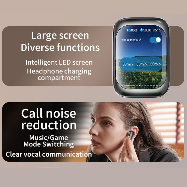 IB G9 Slider Bluetooth Earbuds With Smart Touch-Control Color Screen Supports APP And Multiple Languages(Black)
